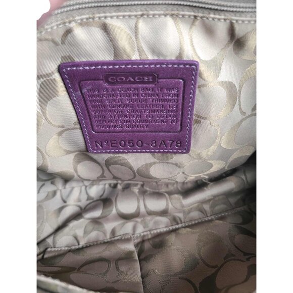 Vintage COACH Y2K Purple Suede Satchel with Wristlet - Picture 13 of 13
